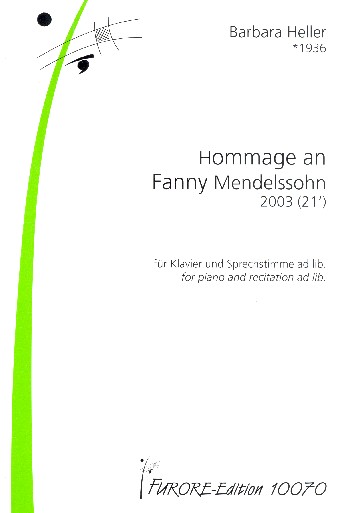 Hommage an Fanny Mendelssohn  für Klavier (Sprecher ad lib)  
