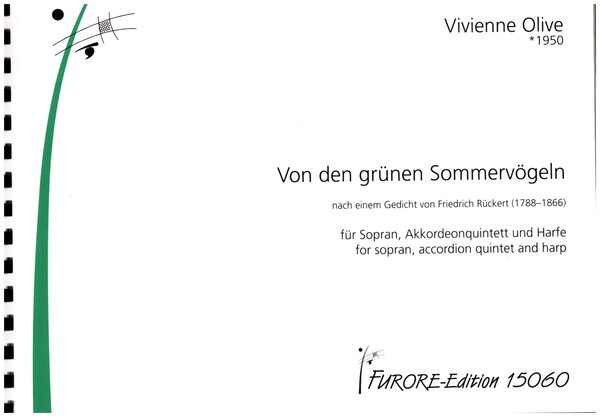 Von den grünen Sommervögeln&nbsp;&nbsp;für Sopran, 5 Akkordeone und Harfe&nbsp;&nbsp;Partitur und Stimmen (dt)