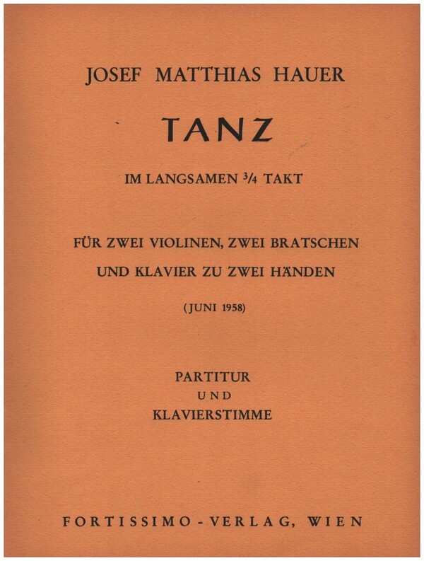 Tanz im langsamen 3/4 Takt  für 2 Violnen, 2 Violen und Klavier  Partitur