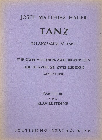 Tanz im langsamen 4/4 Takt  für 2 Violinen, 2 Violen und Klavier  Partitur