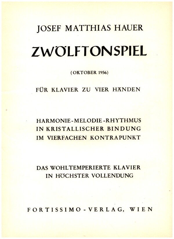 Zwölftonspiel (Oktober 1956)  für Klavier zu 4 Händen  