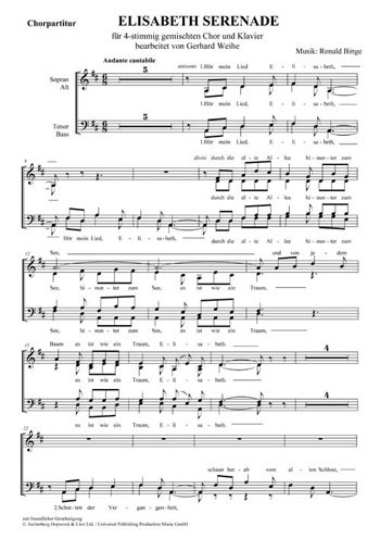 Elisabeth-Serenade  für gem Chor und Klavier  Chorpartitur (dt)
