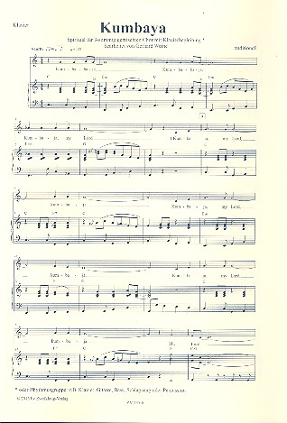 Kumbaya für gem Chor und Klavier&nbsp;&nbsp;Direktion&nbsp;&nbsp;