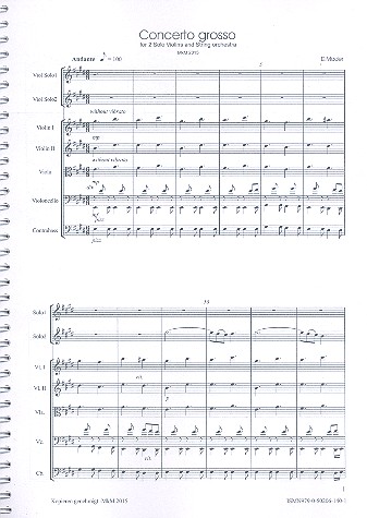 Concerto grosso  für 2 Violinen und Streichorchester  Studienpartitur Din A4