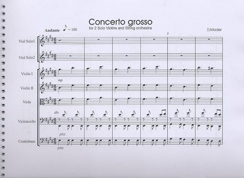 Concerto grosso  für 2 Violinen und Streichorchester  Partitur Din A3
