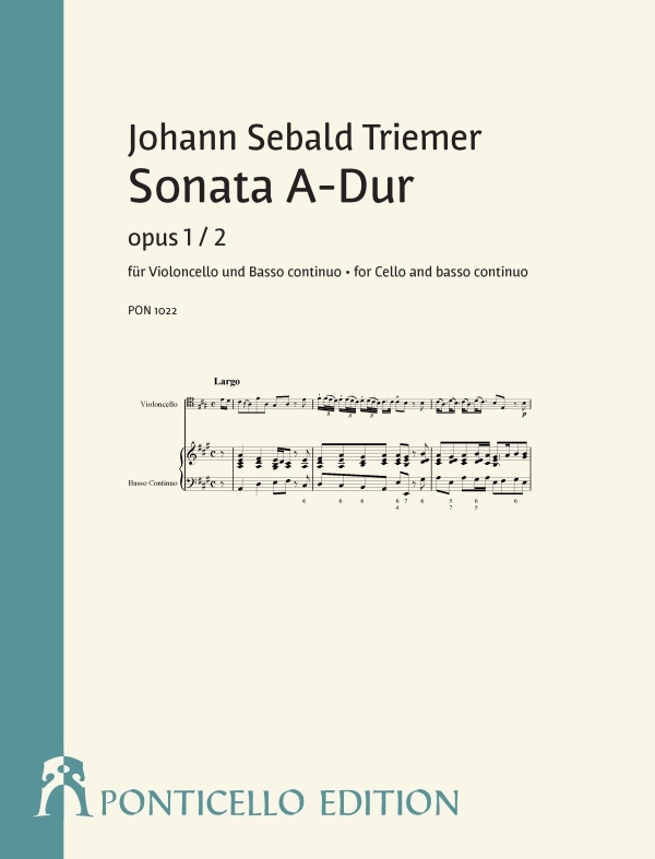 Sonate A-Dur op.1,2  für Violoncello und Bc  Partitur (Bc ausgesetzt) und Spielpartitur