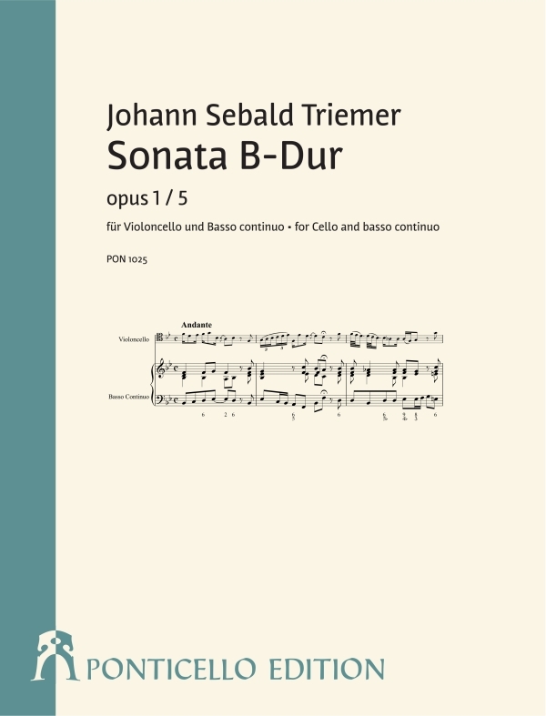 Sonate B-Dur op.1,5  für Violoncello und Bc  Partitur und Spielpartitur (Bc ausgesetzt)