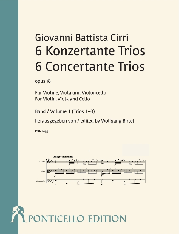 6 Konzertante Trios op.18 Band 1 (Trios 1-3)  für Violine, Viola und Violoncello  Partitur und Stimmen (en/dt)