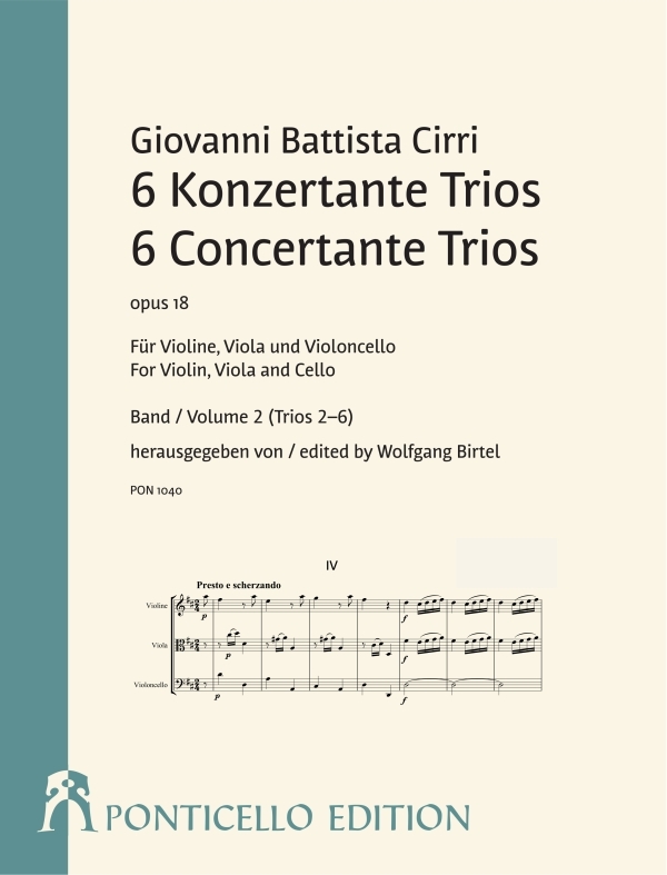 6 Konzertante Trios op.18 Band 2 (Trios 4-6)  für Violine, Viola und Violoncello  Partitur und Stimmen (en/dt)