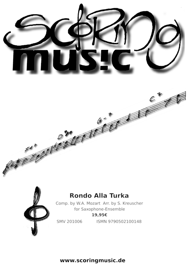 Rondo alla turca KV331  für 3-5 Saxophone (Klavier ad lib)  Partitur und Stimmen