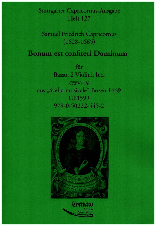 Bonum est confiteri Dominum CWV11/6  für Basso, 2 Violinen und Bc  Partitur und Stimmen (Bc nicht ausgesetzt)