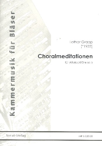 Choralmeditationen  für Altblockflöte  