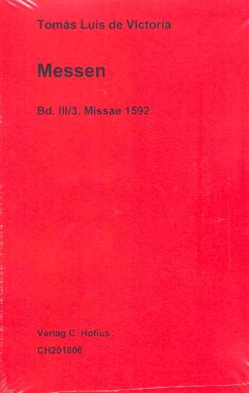 Werke Reihe 3 Band 3&nbsp;&nbsp;6 Messen 1592&nbsp;&nbsp;Partitur