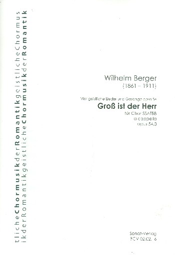Gross ist der Herr op.54,3  für gem Chor a cappella  Partitur