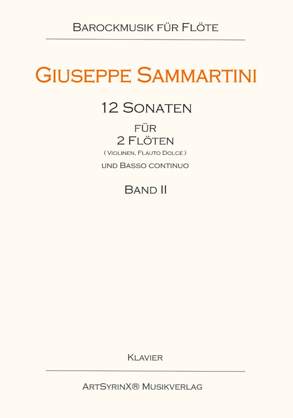12 Sonaten Band 2 (Nr.5-8)  für 2 Flöten und Bc  2 Spielpartituren und Klavierpartitur mit Cellostimme