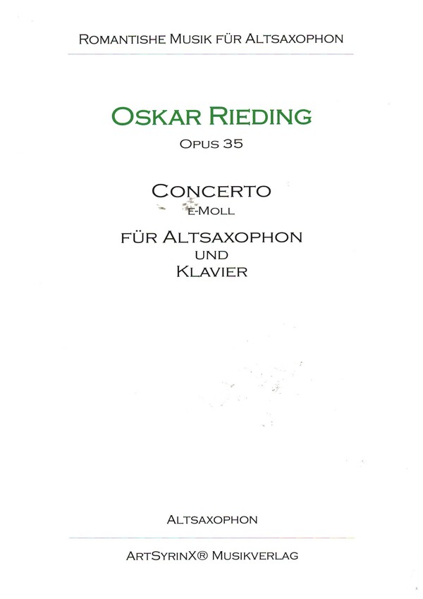 Concerto e-Moll op.35  für Altsaxophon und Klavier  Altsaxophonstimme
