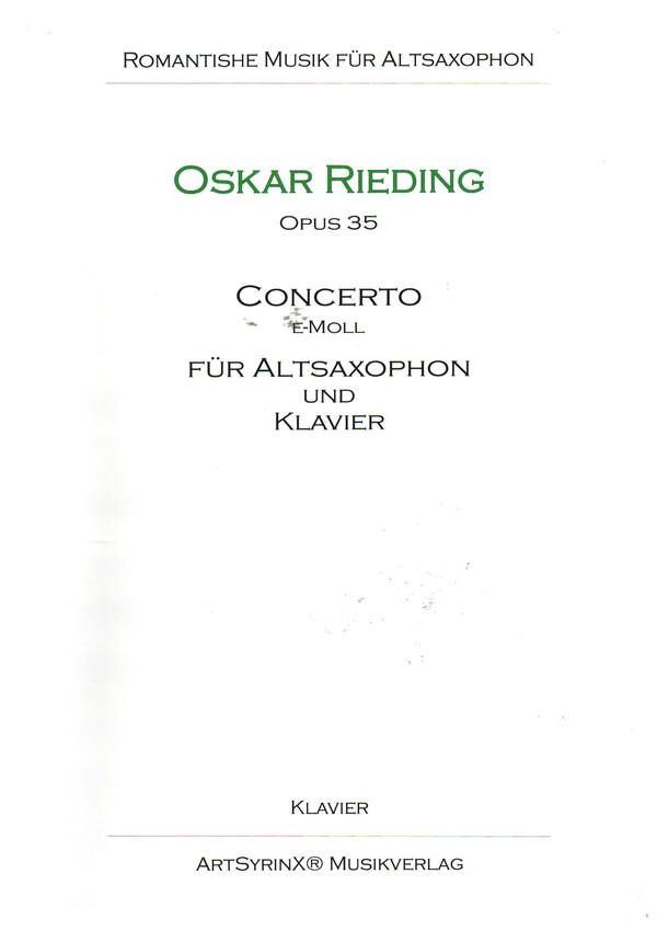 Concerto e-Moll op.35&nbsp;&nbsp;für Altsaxophon und Klavier&nbsp;&nbsp;Klavierpartitur