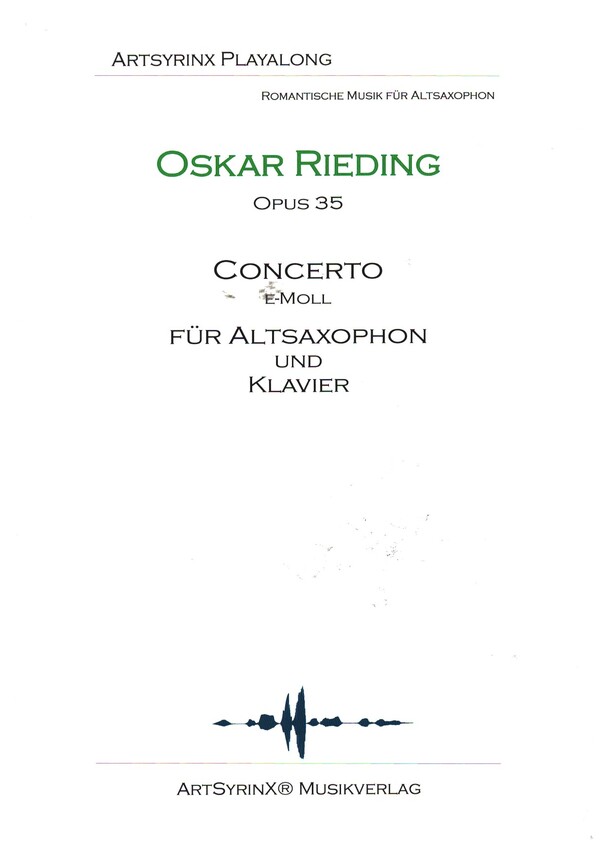 Concerto e-Moll op.35 (+CD)&nbsp;&nbsp;für Altsaxophon und Klavier&nbsp;&nbsp;Altsaxophonstimme mit Playalong CD