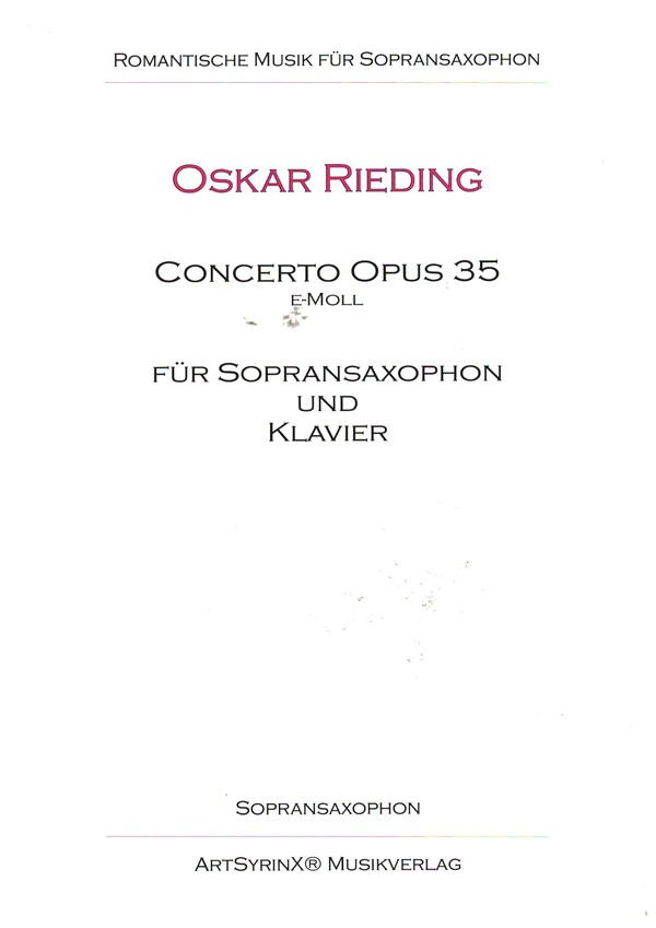 Concerto e-Moll op.35&nbsp;&nbsp;für Sopransaxophon und Klavier&nbsp;&nbsp;Sopransaxophonstimme