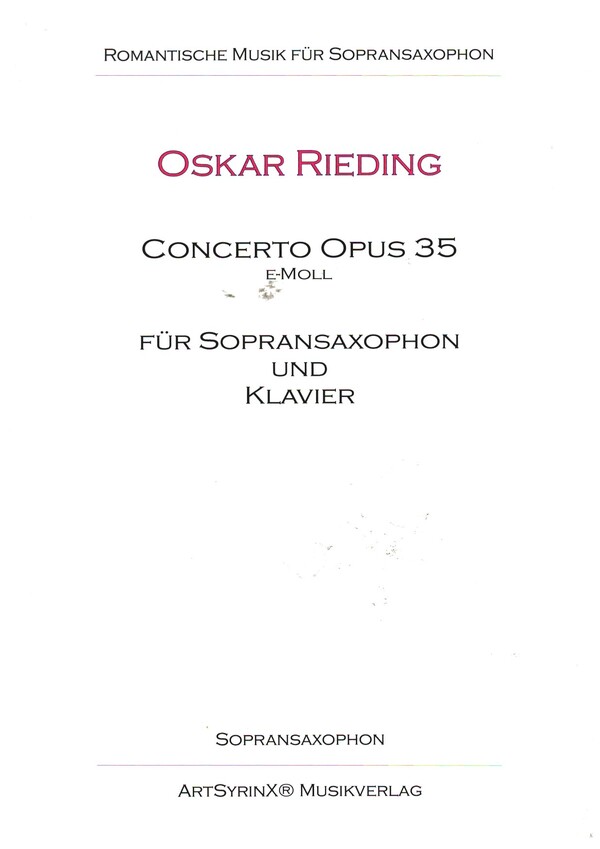 Concerto e-Moll op.35  für Sopransaxophon und Klavier  Sopransaxophonstimme