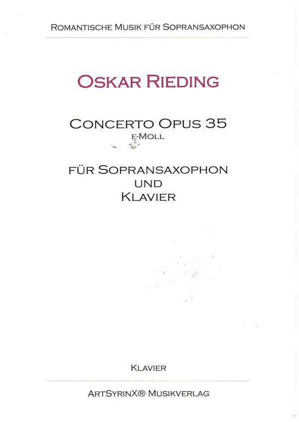 Concerto e-Moll op.35&nbsp;&nbsp;für Sopransaxophon und Klavier&nbsp;&nbsp;Klavierpartitur