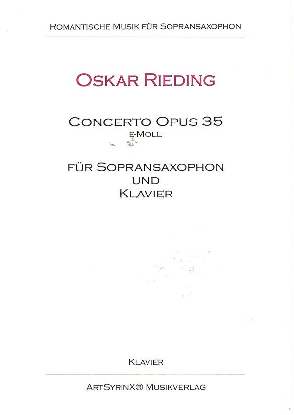 Concerto e-Moll op.35  für Sopransaxophon und Klavier  Klavierpartitur