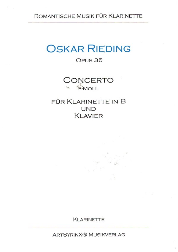 Concerto a-Moll op.35  für Klarinette und Klavier  Klarinettenstimme