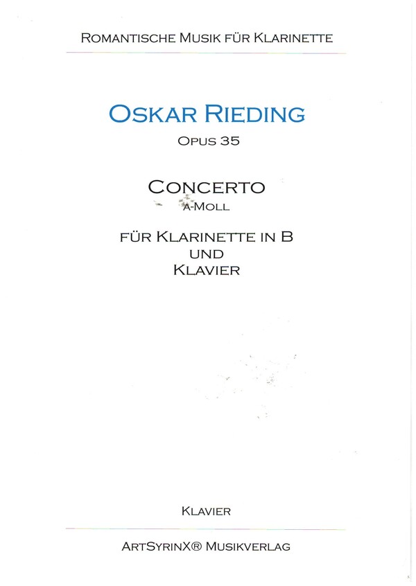 Concerto a-Moll op.35  für Klarinette und Klavier  Klavierpartitur