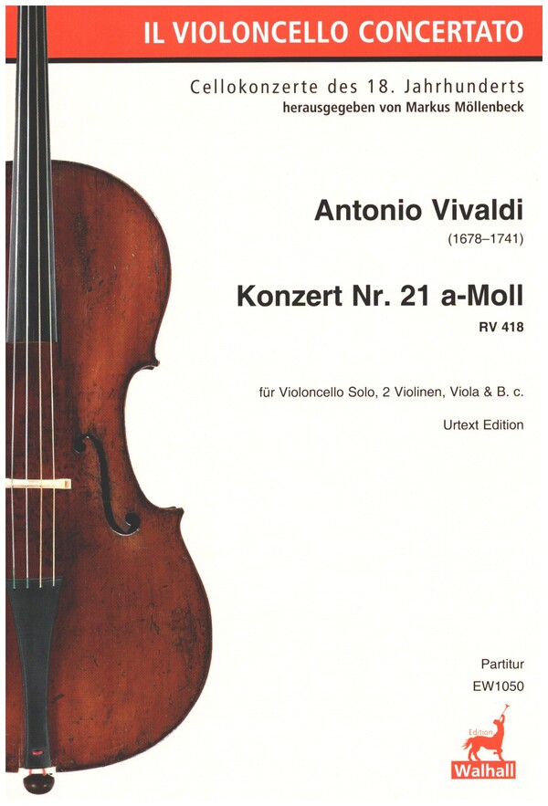 Konzert a-Moll Nr.21 RV418&nbsp;&nbsp;für Violoncello solo, 2 Violinen, Viola und Bc&nbsp;&nbsp;Partitur