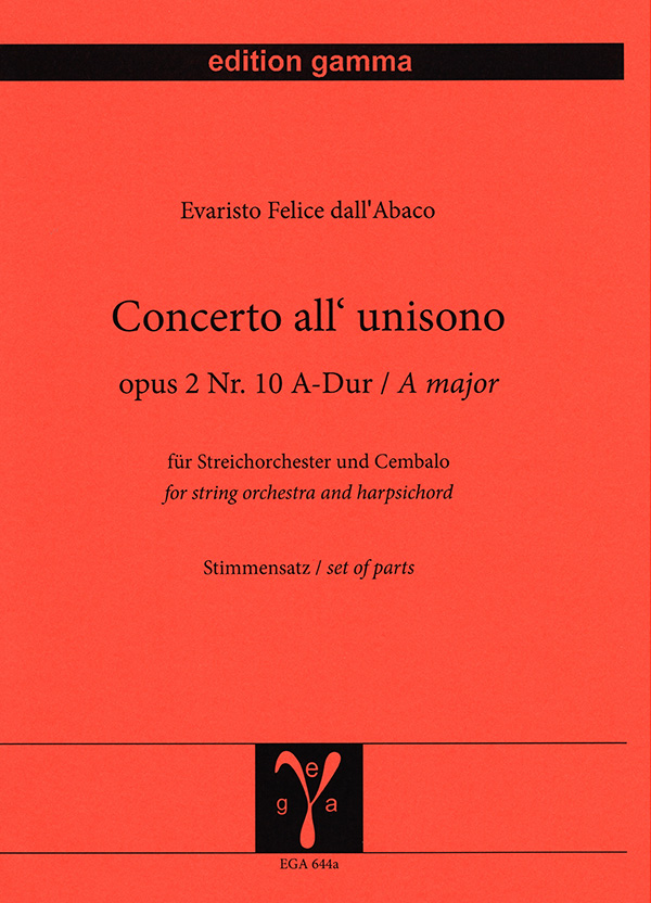 Abaco, Evaristo Felice dall', Concerto all'unisono op. 2 Nr. 10 h-Moll  für Streichorchester und Cembalo  Stimmsatz