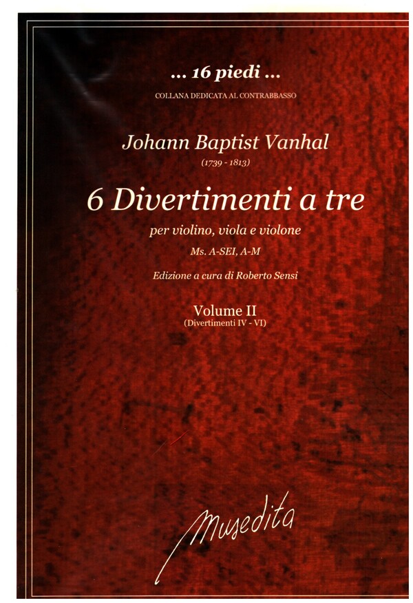 6 Divertimenti a tre vol.1 e vol.2  per violino, viola e violone  partitura e parti