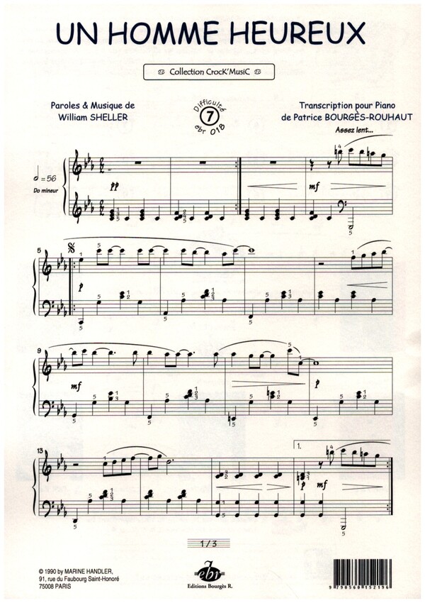 Un homme heureux&nbsp;&nbsp;pour piano&nbsp;&nbsp;