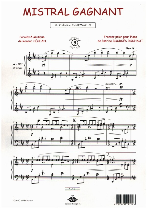 Mistral gagnant&nbsp;&nbsp;pour piano&nbsp;&nbsp;