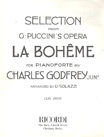 La Bohême - Selections from G. Puccini's&nbsp;&nbsp;Opera for piano&nbsp;&nbsp;
