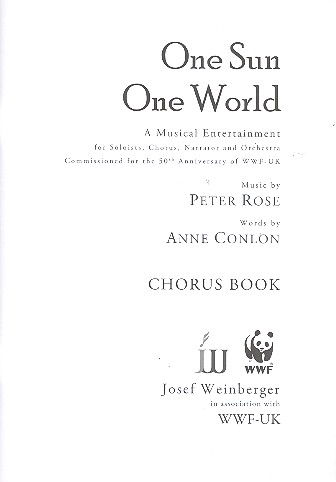One Sun - One World for narrator, soloists,  mixed chorus and orchestra  chorus book (en)