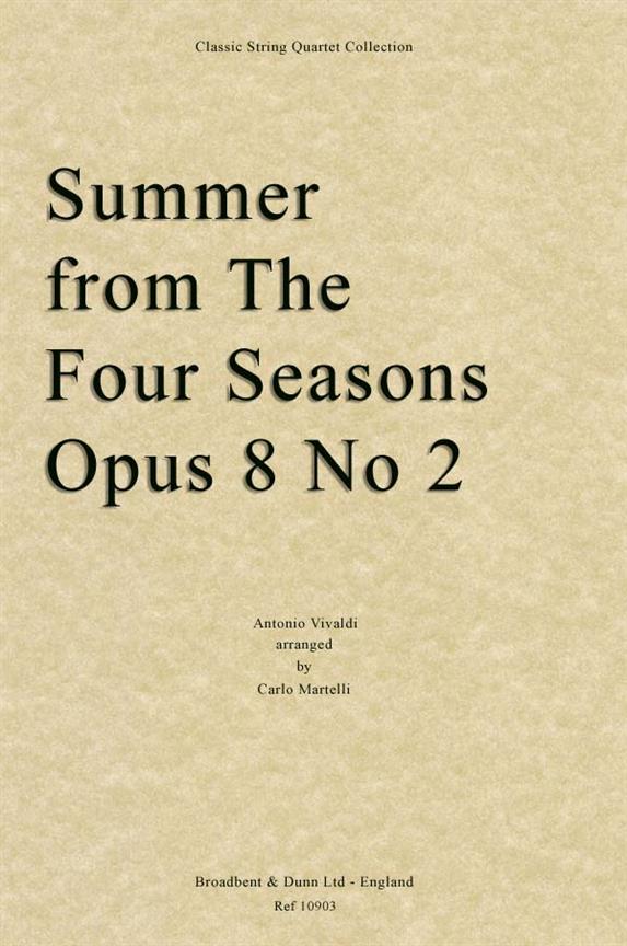 Antonio Vivaldi, Summer from The Four Seasons, Opus 8 No. 2  Streichquartett  Partitur