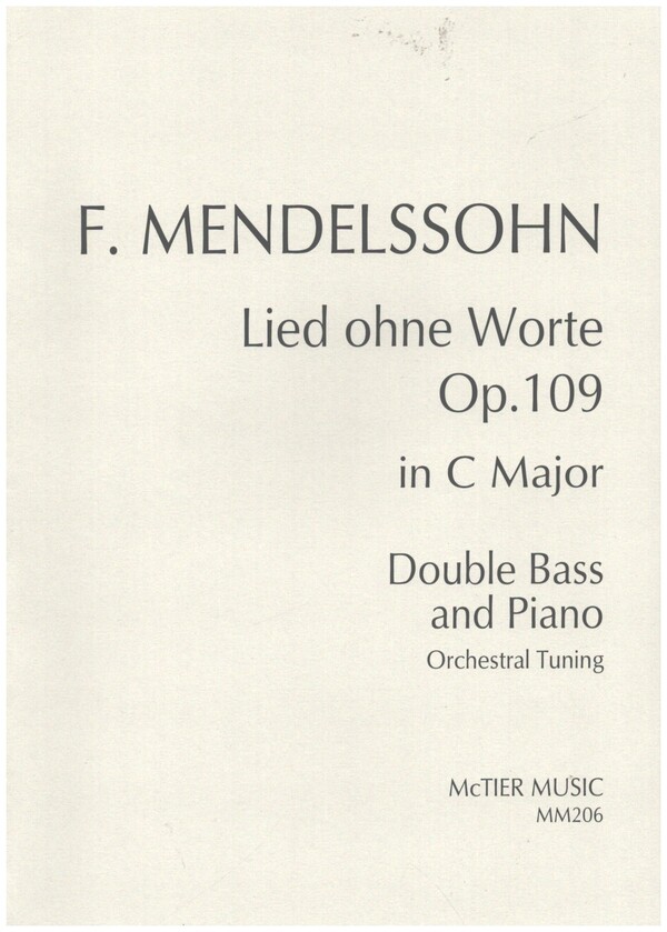 Lied ohne Worte op.109 in C Major  for double bass and piano (Orchestral Tuning)  