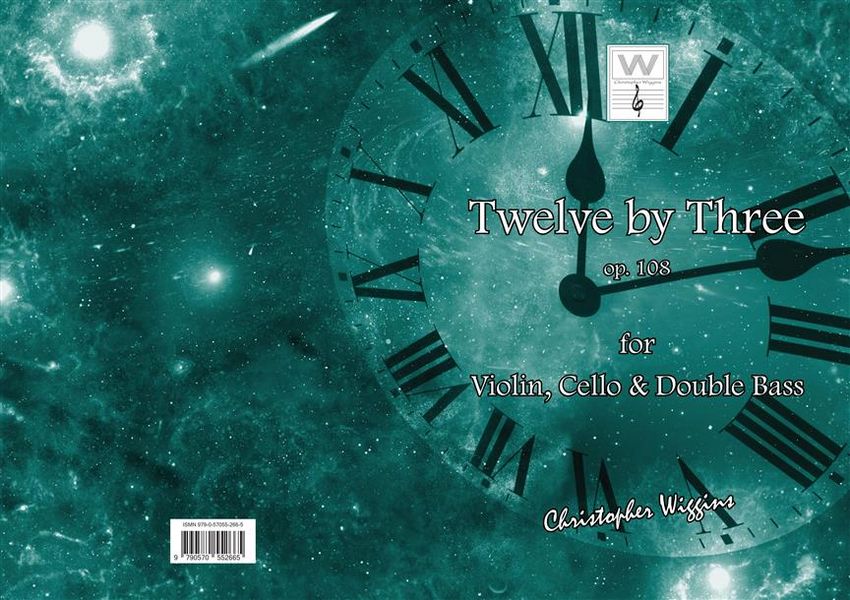 Twelve by three  for violin, violocello and double bass  