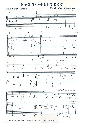 Nachts gegen Drei  für Klavier  