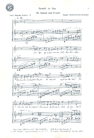 Sonett in Dur  für Klavier  