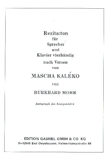 Rezitation für Sprecher und Klavier    