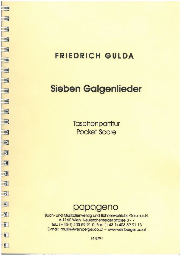 Sieben Galgenlieder  für Mezzo-Sopran und Bariton mit Orchesterbegleitung  Studienpartitur