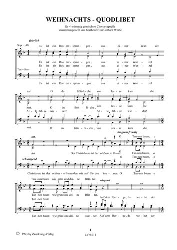 Weihnachts-Quodlibet&nbsp;&nbsp;für gem Chor a cappella&nbsp;&nbsp;Partitur