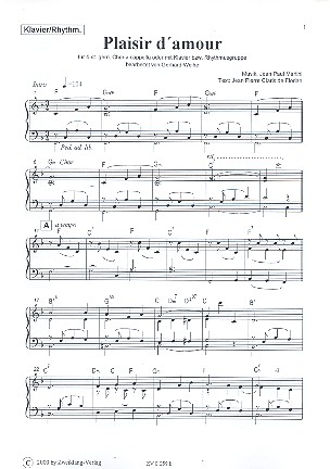 Plaisir d'amour für gem Chor und Klavier  Klavier-Direktion  