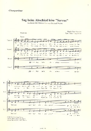 Sag beim Abschied leise Servus&nbsp;&nbsp;für Männerchor a cappella&nbsp;&nbsp;