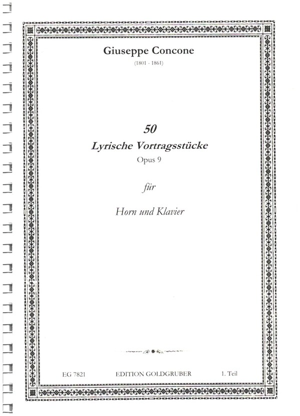 50 lyrische Vortragsstücke op.9 Band 1  für Horn und Klavier  Klavierpartitur und Solostimme (Spiralbindung)