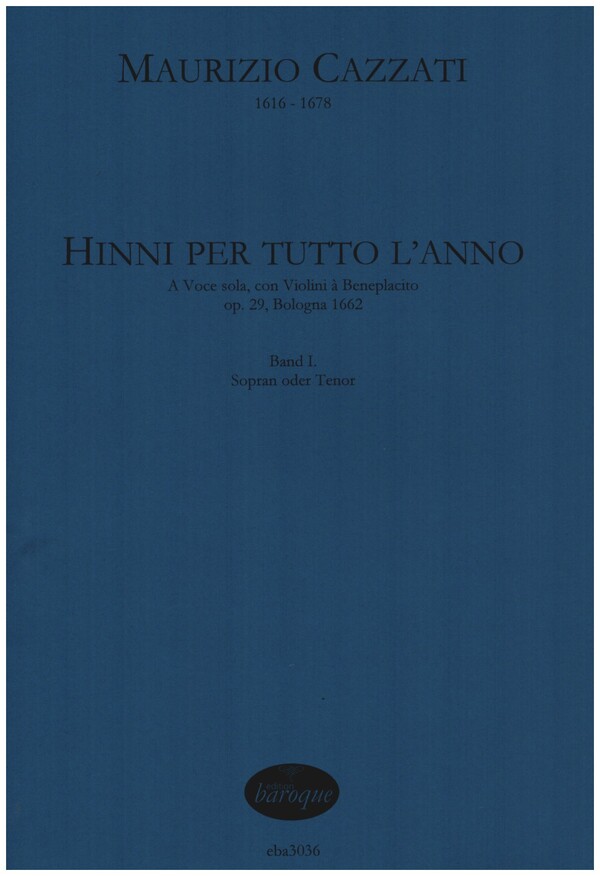 Hinni per tutto l'anno  op.29 vol.1  für Sopran oder Tenor, 2 Violinen (ad lib.) und Bc  Spielpartitur