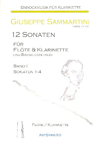 12 Sonaten Bd.1 (Nr.1-4) für Flöte, Klarinette  und Bc  Spielpartitur Flöte und Klarinette