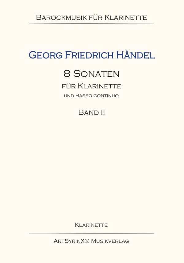 8 Sonaten Band 2  für Klarinette und Bc  Klarinette