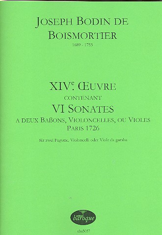 6 Sonates op.14  für 2 Fagotte (Violoncelli/Violen da gamba)  2 Spielpartituren